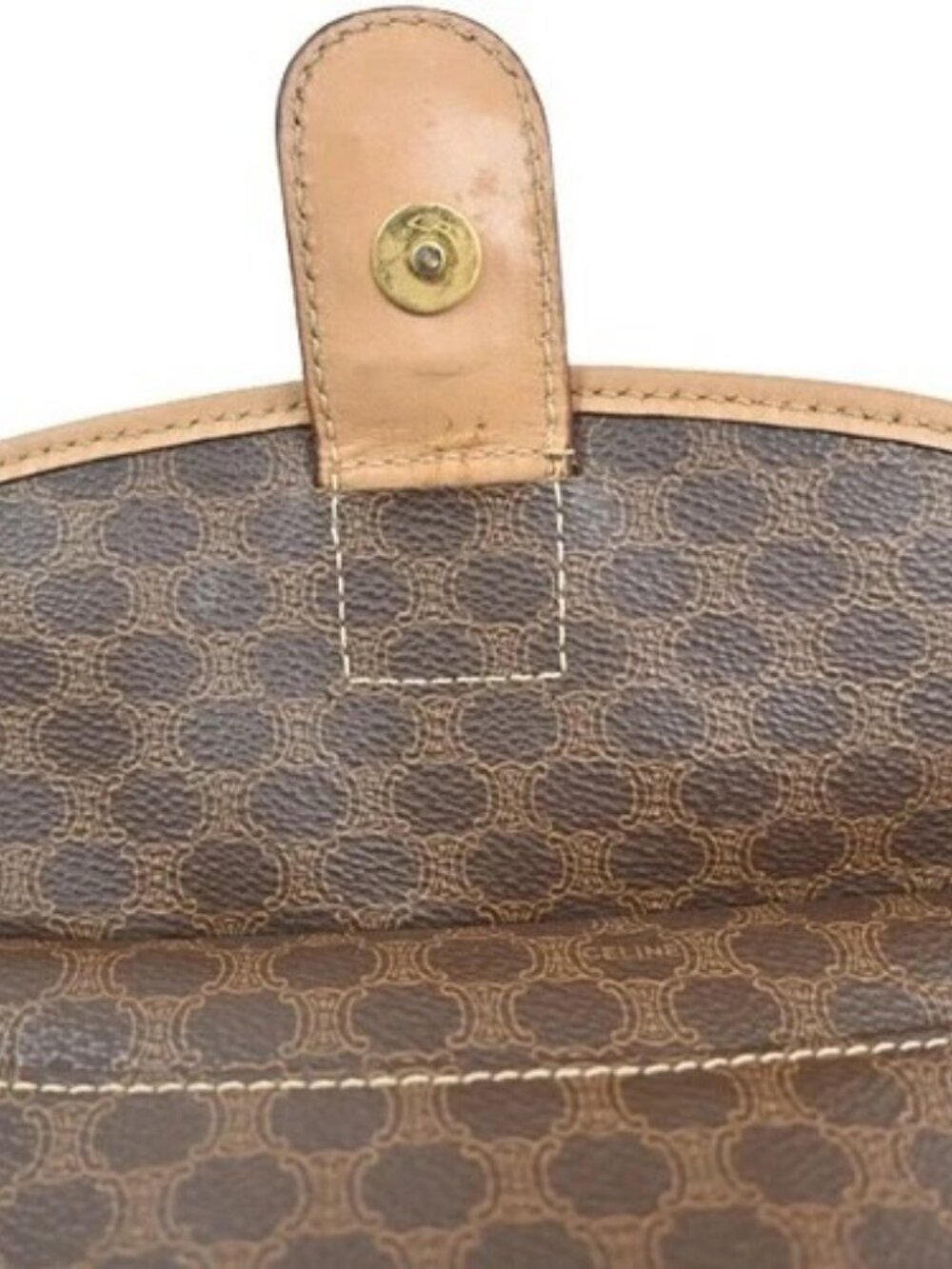 CELINE Logo Macadam Pattern Shoulder Bag PVC Leather Brown GHW Italy 67MA399 - Picture 14 of 16